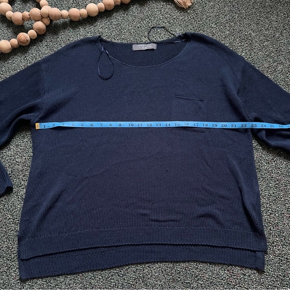 PRIMARK Navy Blue Boatneck Loose Knit Sweater Oversized Relaxed Drappy Shirt L - Picture 13 of 16